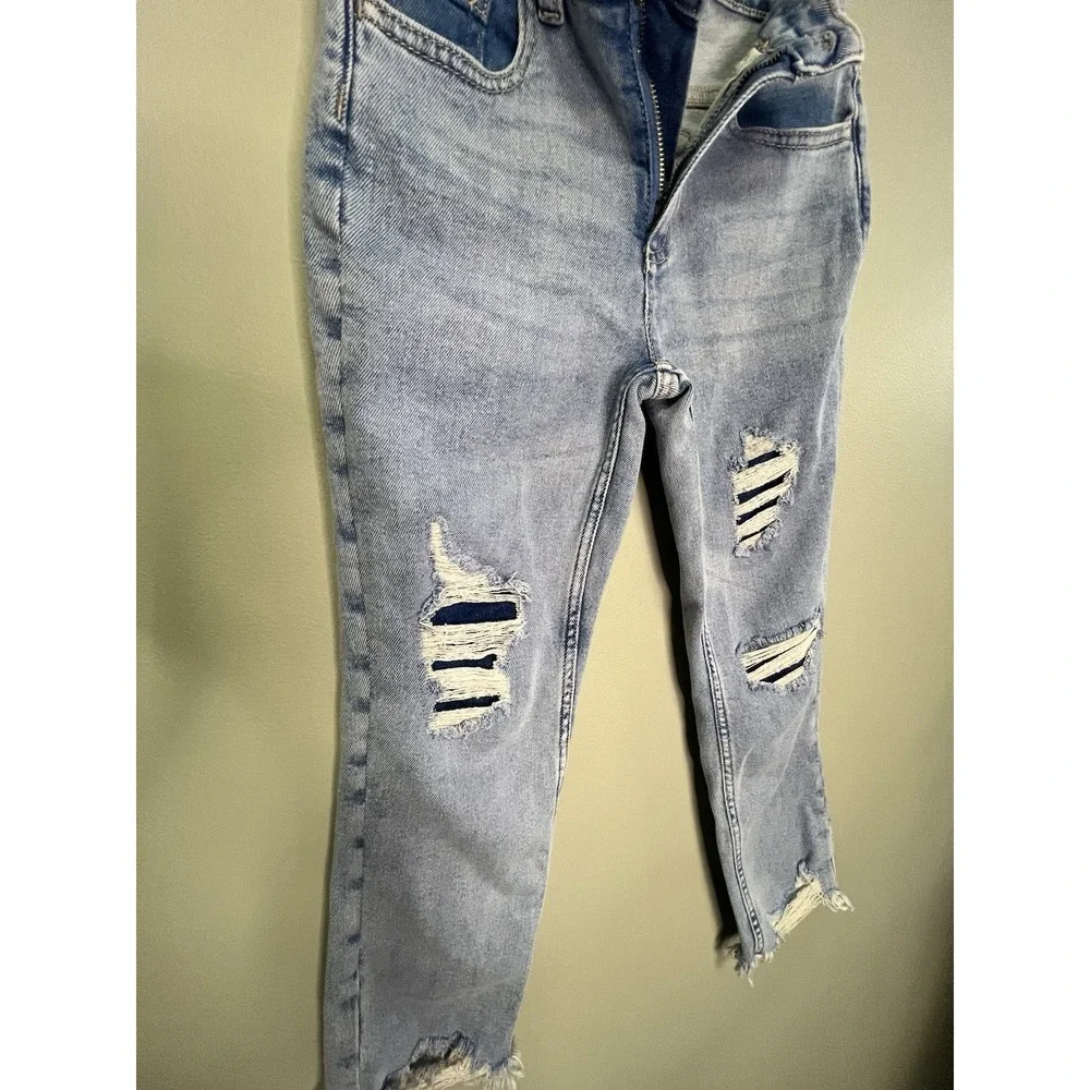 Justice Light Blue Jeans Girls 10 Slightly‎ Ripped Frayed Ankles